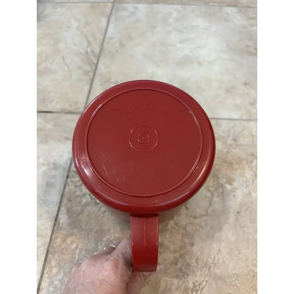 Vintage Red Tupperware 1-1/2 Quart Pitcher 1575-5 With Push Button Lid